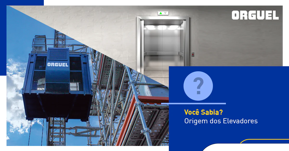 a origem dos elevadores, essa imagem apresenta um elevador cremalheira e um elevador tradicional